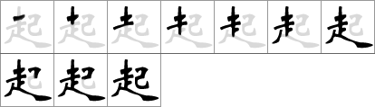 Orden de los trazos del carácter chino 起